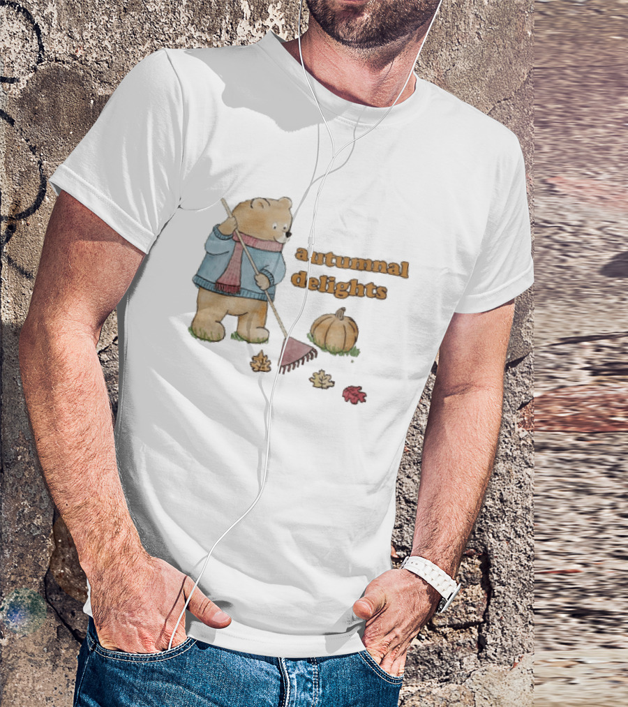 Winnie The Pooh Sorry I'm Busy Yearning For Autumnal Delights Pumpkin And Leaves T-Shirt