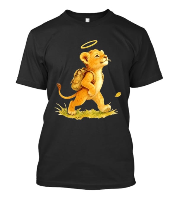 Baby Lion Cub With Halo And Backpack Heading To School T-Shirt