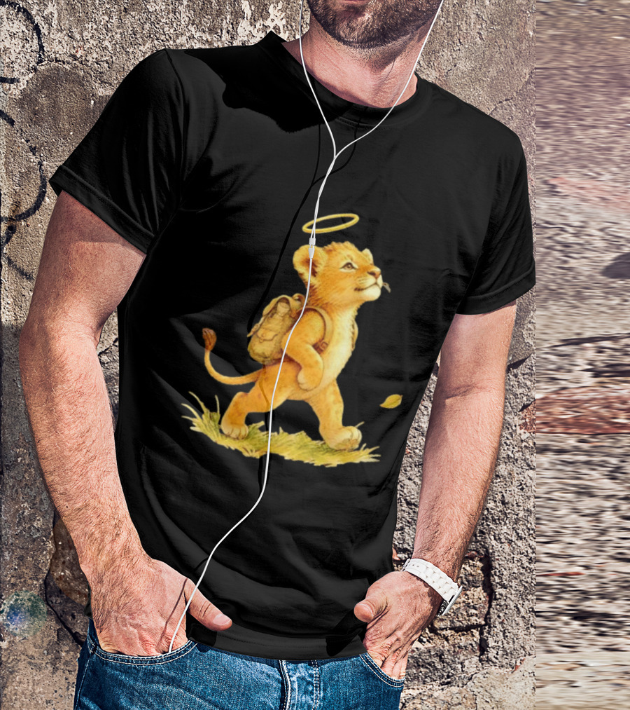 Baby Lion Cub With Halo And Backpack Heading To School T-Shirt