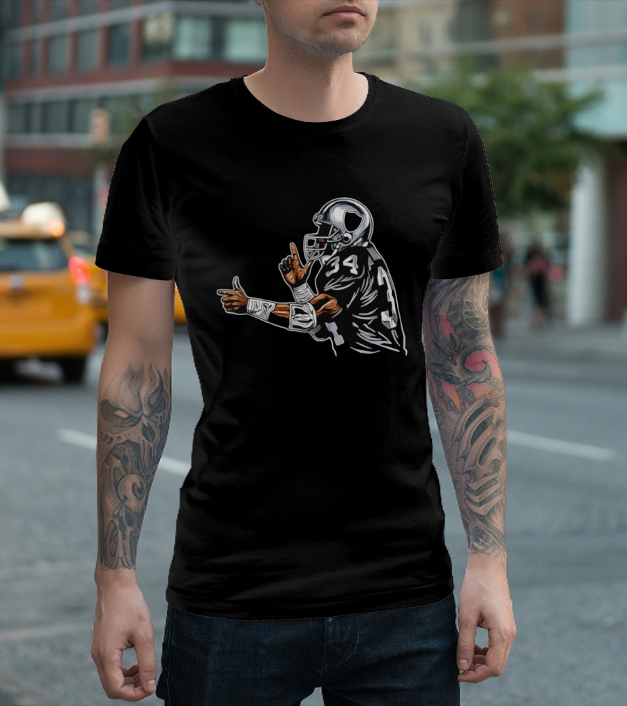 Bo Jackson 34 Las Vegas Raiders Finger Gun Celebration T-Shirt