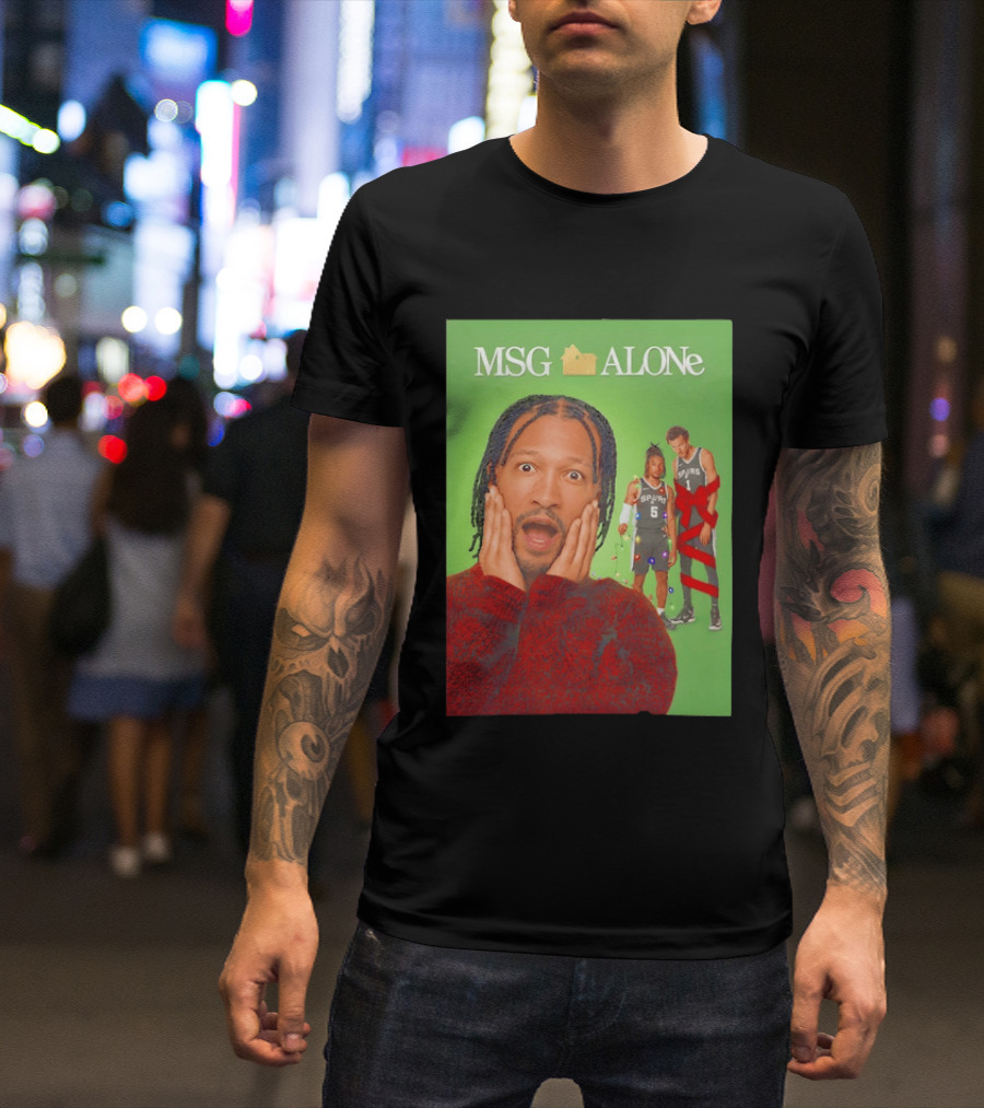 MSG ALONe Jalen Brunson Victor Wembanyama New York Knicks Home Alone NBA Basketball Spurs T-Shirt