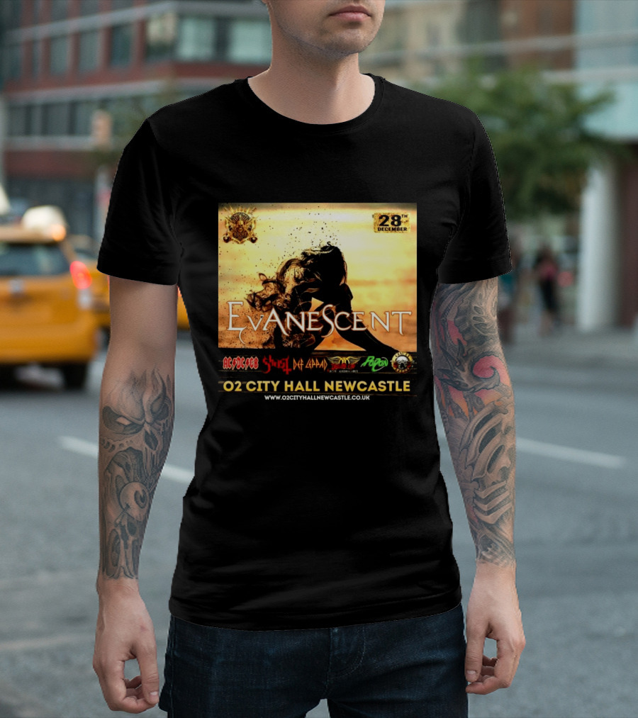 Evanescent Live At O2 City Hall Newcastle With AC/DC Ghost Def Leppard And Poison December 28th T-Shirt