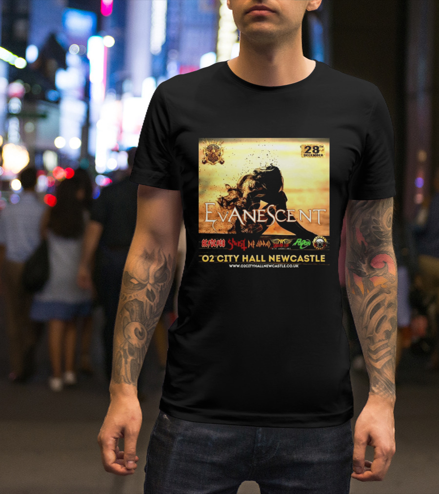Evanescent Live At O2 City Hall Newcastle With AC/DC Ghost Def Leppard And Poison December 28th T-Shirt