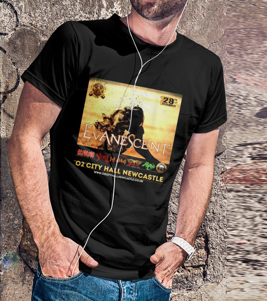 Evanescent Live At O2 City Hall Newcastle With AC/DC Ghost Def Leppard And Poison December 28th T-Shirt