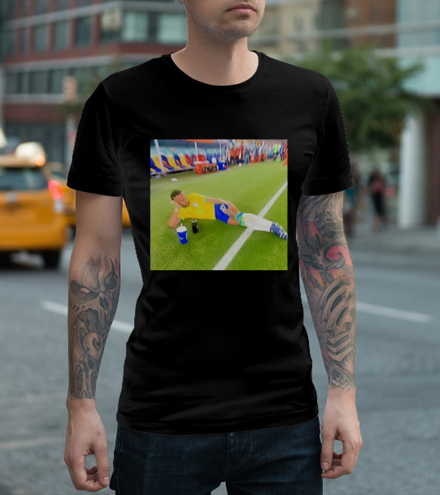 Neymar Jr Brazil Number 10 Relaxing Pitch Meme Iconic Soccer Moment T-Shirt
