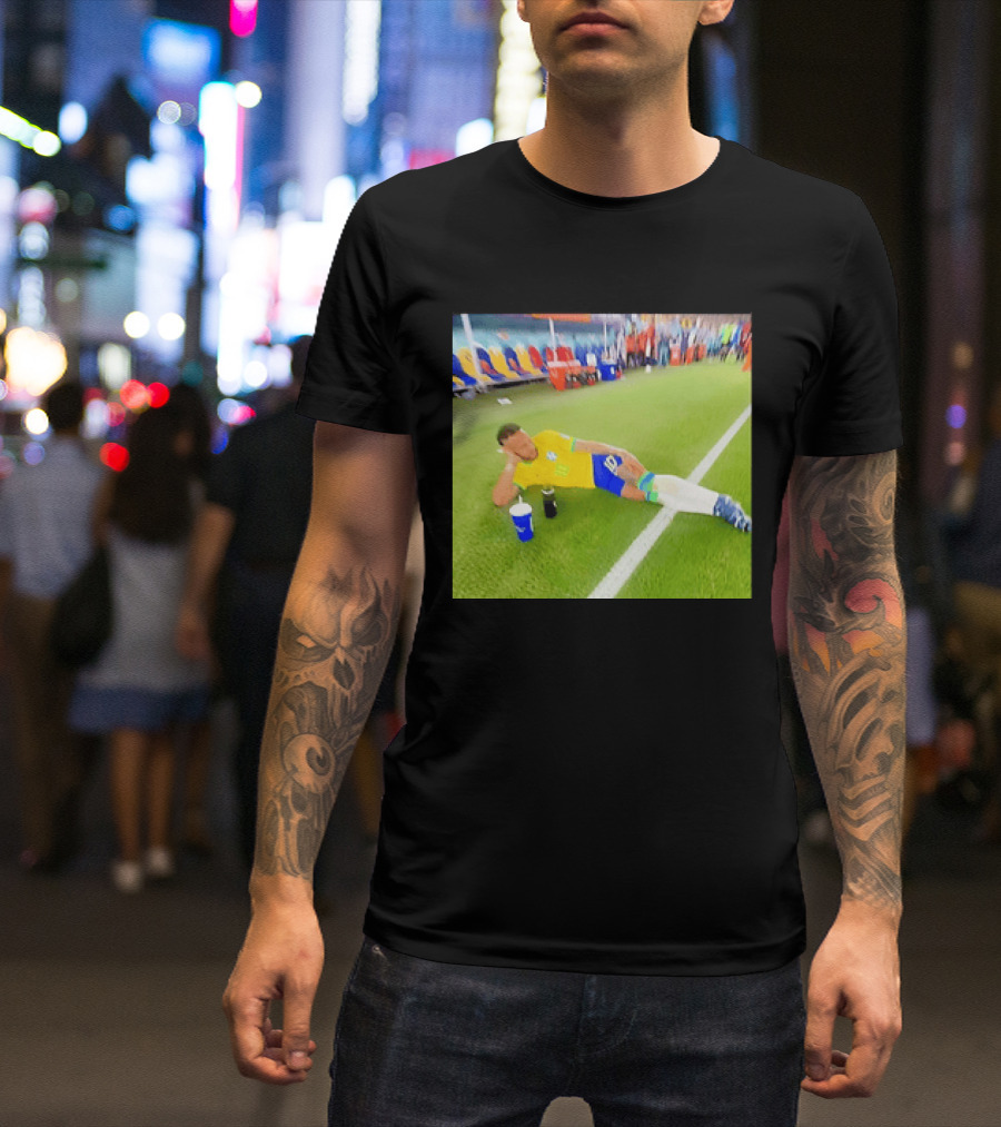 Neymar Jr Brazil Number 10 Relaxing Pitch Meme Iconic Soccer Moment T-Shirt