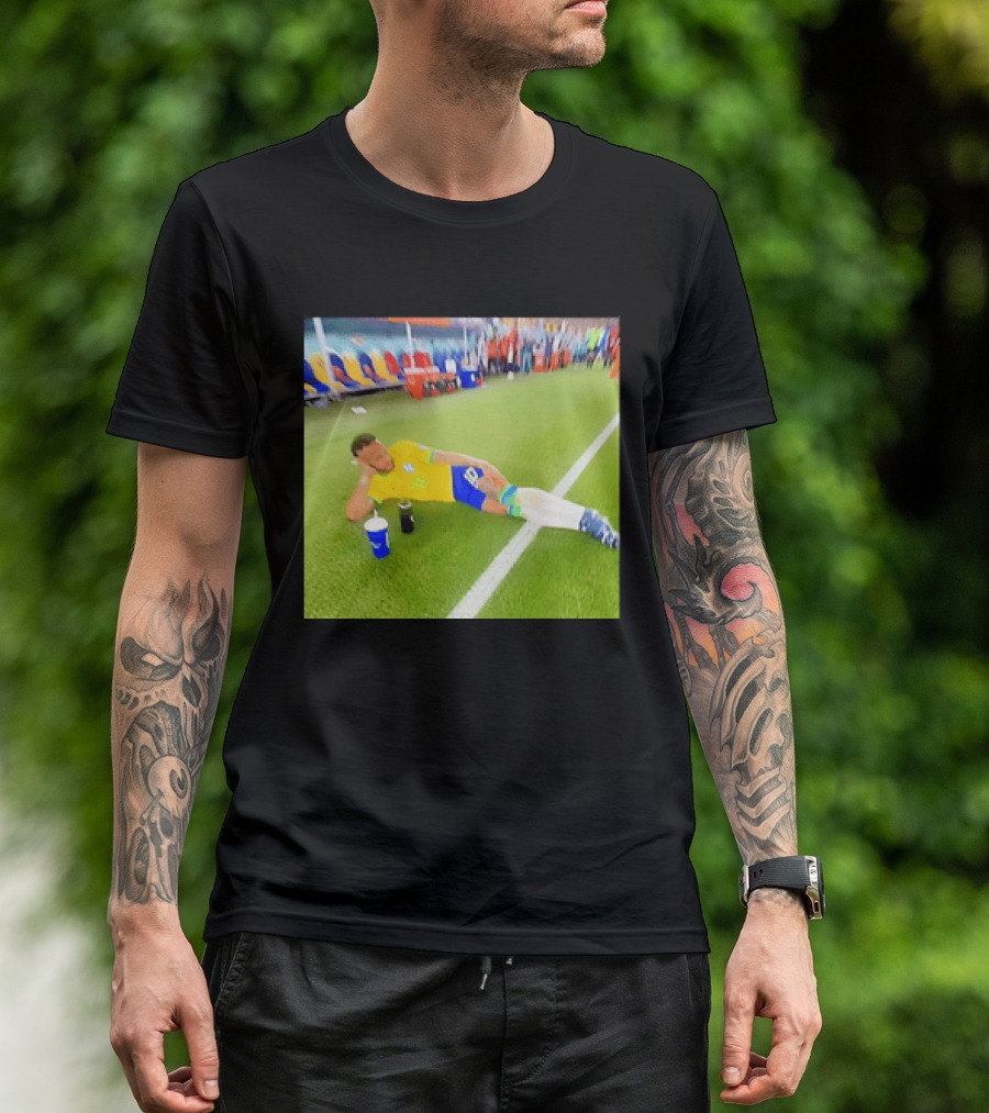 Neymar Jr Brazil Number 10 Relaxing Pitch Meme Iconic Soccer Moment T-Shirt