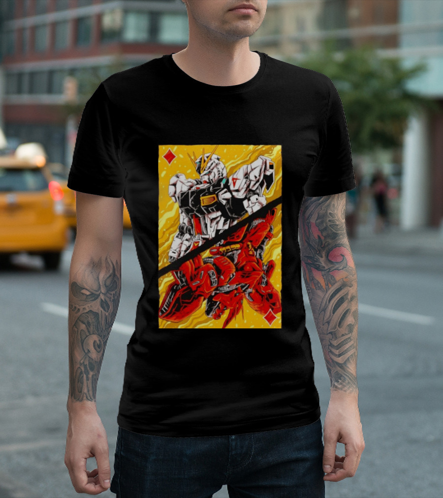 Nu Gundam Sazabi Mobile Suit Gundam Char's Counterattack Playing Card T-Shirt