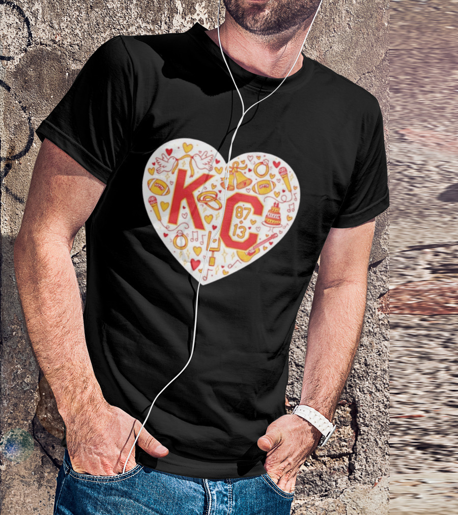 Travis Kelce Taylor KC 87 13 Kansas City Chiefs Football Love Heart T-Shirt