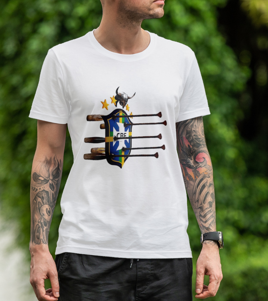 Brazil National Football Team CBF Viking Helmet Spears Stars T-Shirt