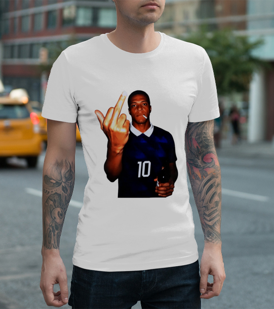 Kylian Mbappe Number 10 Edgy Gesture With Cigarette And Drink T-Shirt