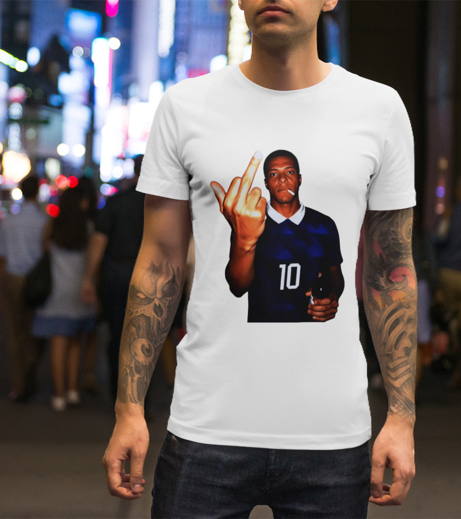 Kylian Mbappe Number 10 Edgy Gesture With Cigarette And Drink T-Shirt