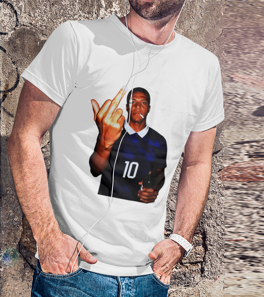 Kylian Mbappe Number 10 Edgy Gesture With Cigarette And Drink T-Shirt