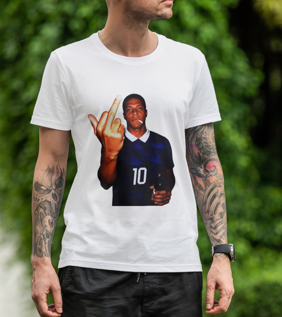 Kylian Mbappe Number 10 Edgy Gesture With Cigarette And Drink T-Shirt