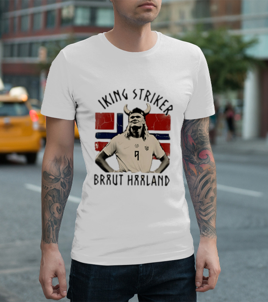 Braut Haaland Viking Striker Norway Flag T-Shirt