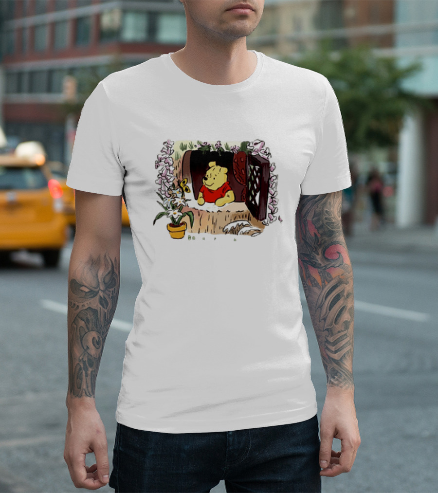 Winnie The Pooh Breathe It's A New Day Inspirational Morning Window Scene T-Shirt