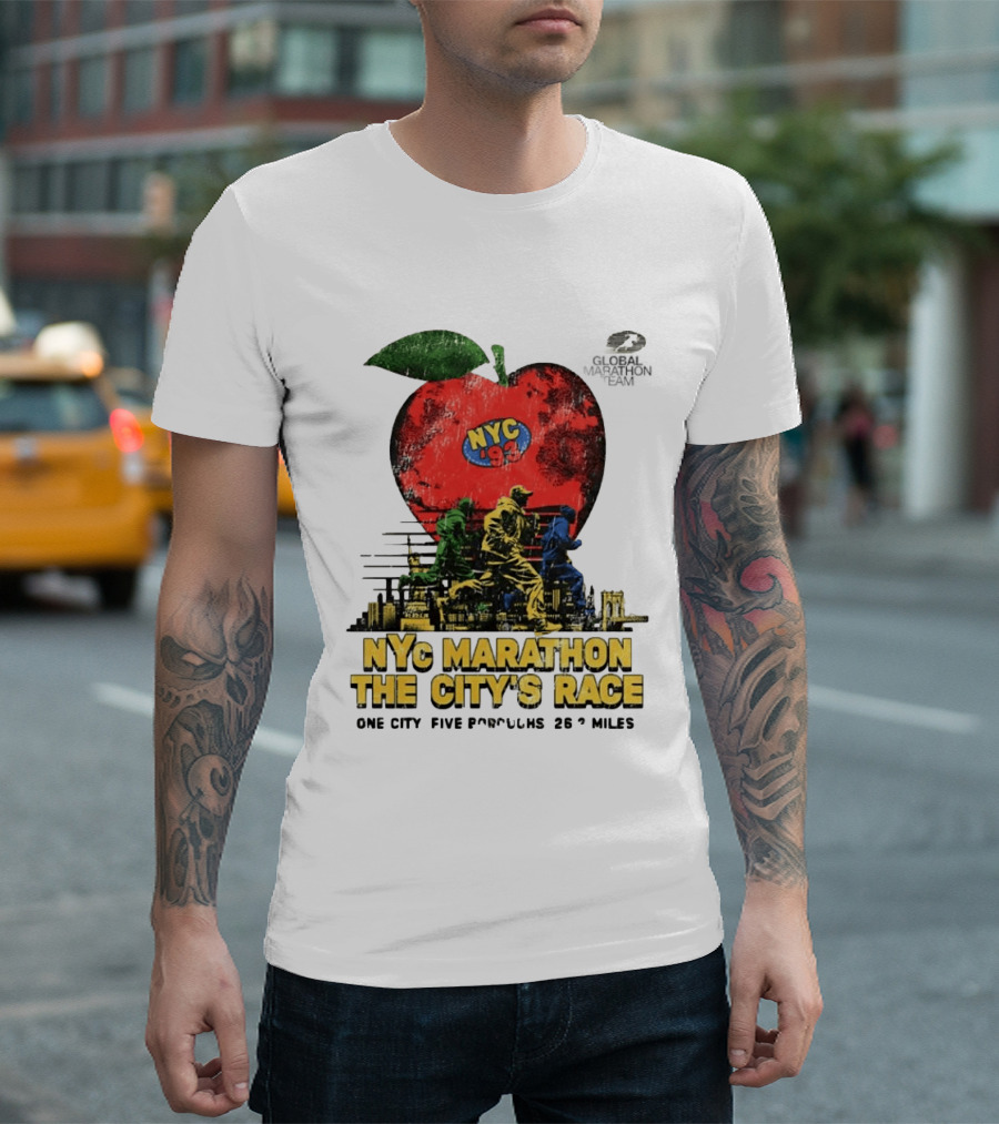 NYC Marathon 93 Global Team The Citys Race One City Five Boroughs 26 Miles T-Shirt
