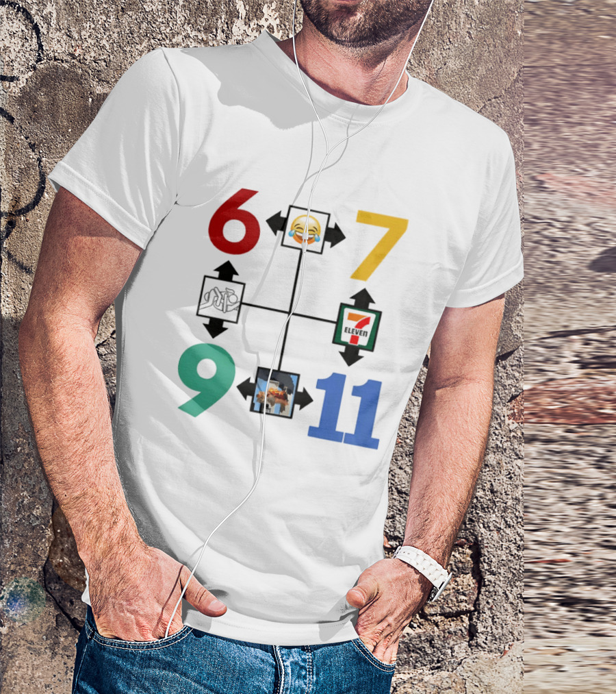 Six Seven 6 7 9 11 Emoji Wojak Meme Diagram Edgy Dark Humor T-Shirt
