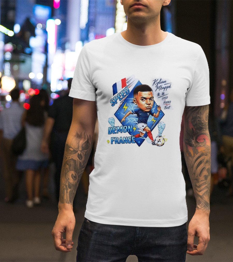 Kylian Mbappe Speed Demon France Future Rocket Fast Lightning Soccer Hero T-Shirt