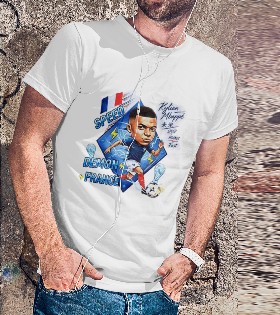 Kylian Mbappe Speed Demon France Future Rocket Fast Lightning Soccer Hero T-Shirt