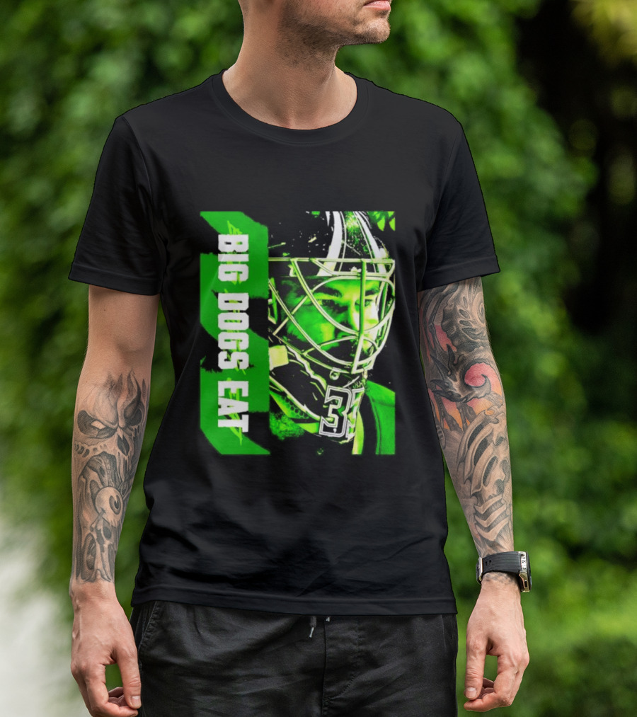 Big Dogs Eat Hockey Goalie 33 Green Masked Player T-Shirt