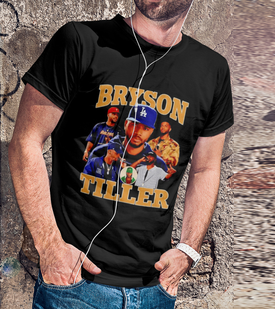 Bryson Tiller Collage With LA Cap And Multiple Outfits T-Shirt