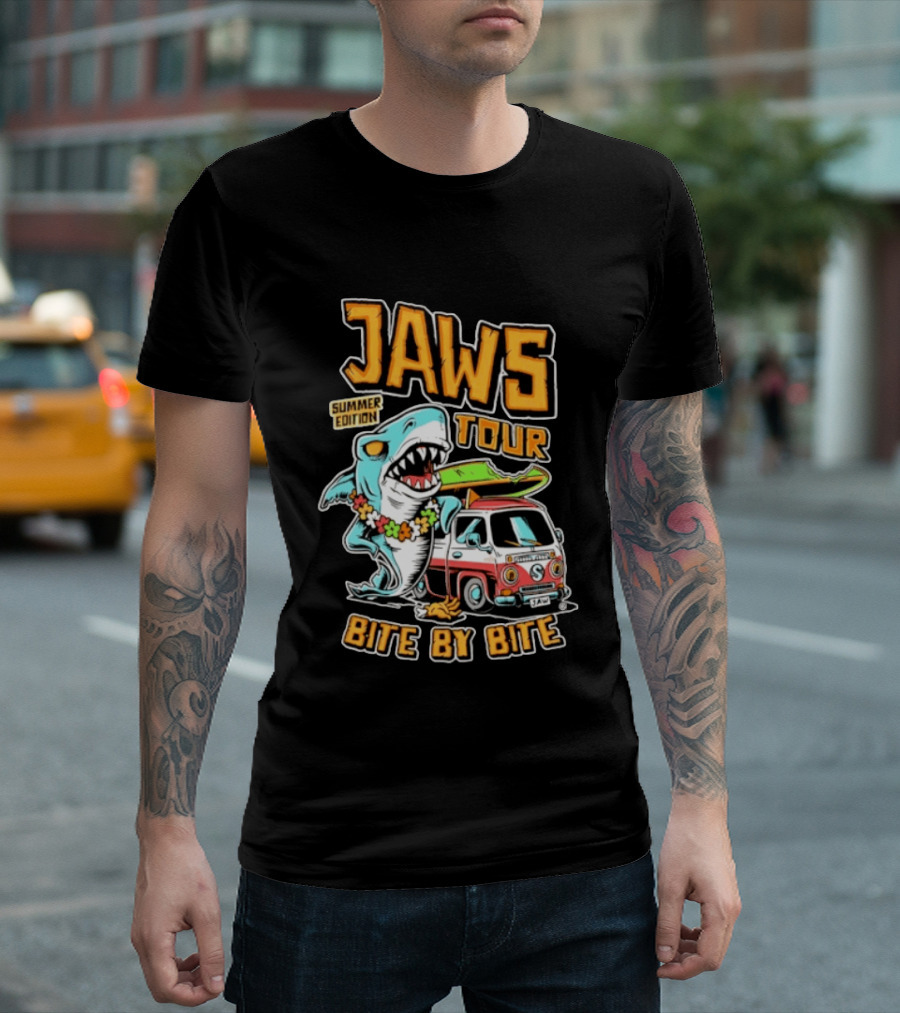 Jaws Tour Summer Edition Bite By Bite Surf Van Adventure T-Shirt