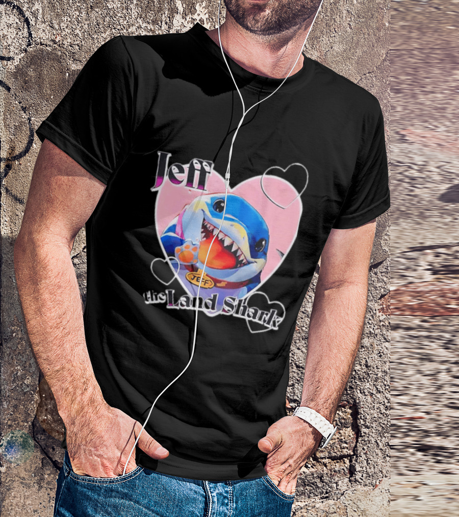 Jeff The Land Shark Heart Pink Love Hearts T-Shirt