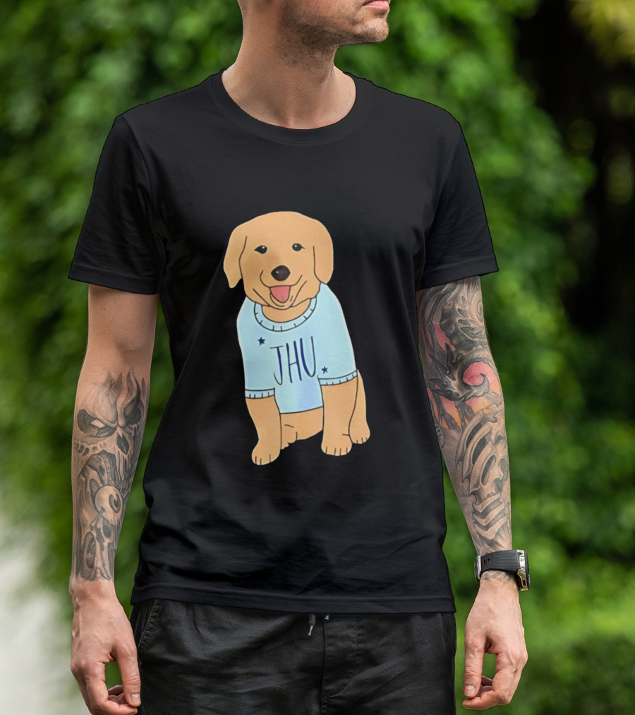 JHU Puppy In Light Blue Sweater T-Shirt