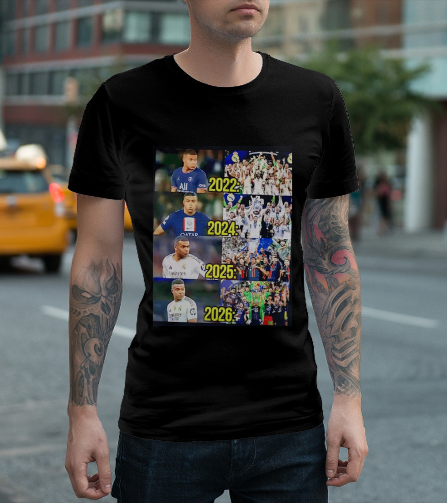 Kylian Mbappé PSG 2022 Qatar 2024 Real Madrid Emirates 2025 2026 Career Moments T-Shirt