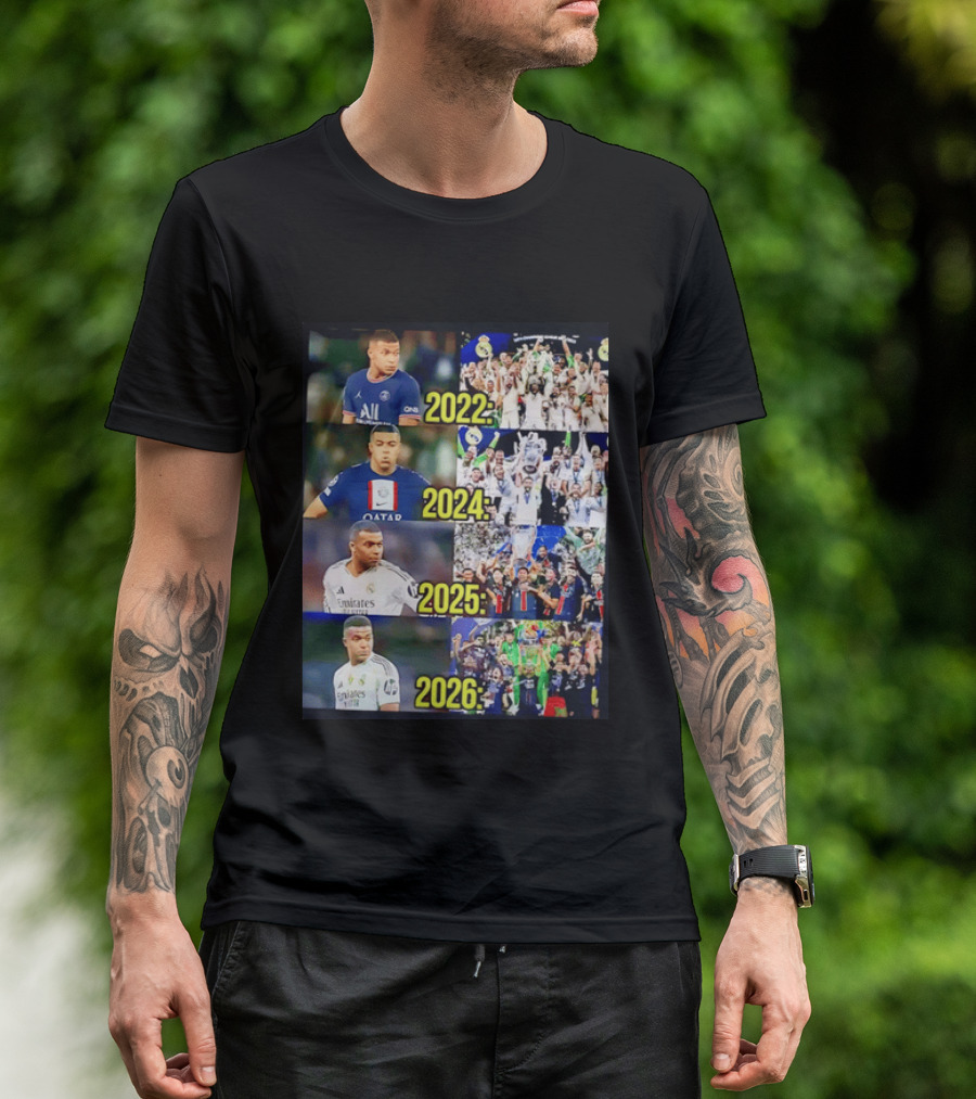 Kylian Mbappé PSG 2022 Qatar 2024 Real Madrid Emirates 2025 2026 Career Moments T-Shirt