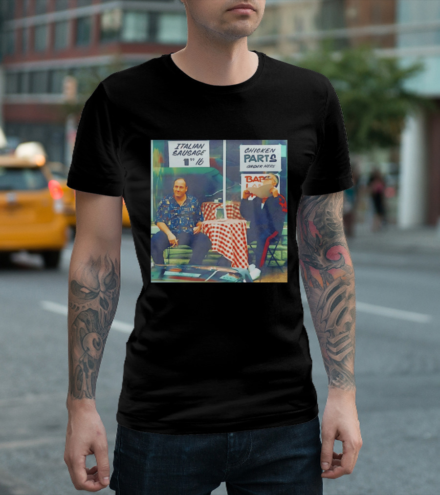 The Sopranos Tony Soprano And Paulie Gualtieri Italian Sausage Chicken Parts Scene T-Shirt