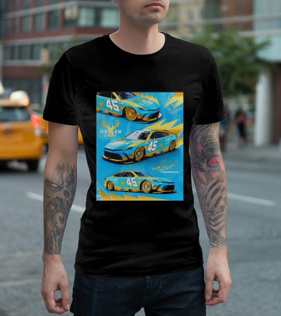 Tyler Reddick 45 Outlaw Light NASCAR Cup Series Toyota Camry Racing Car T-Shirt