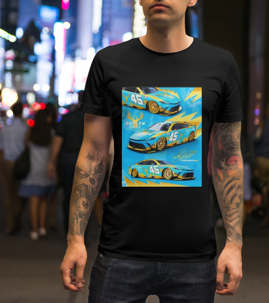 Tyler Reddick 45 Outlaw Light NASCAR Cup Series Toyota Camry Racing Car T-Shirt