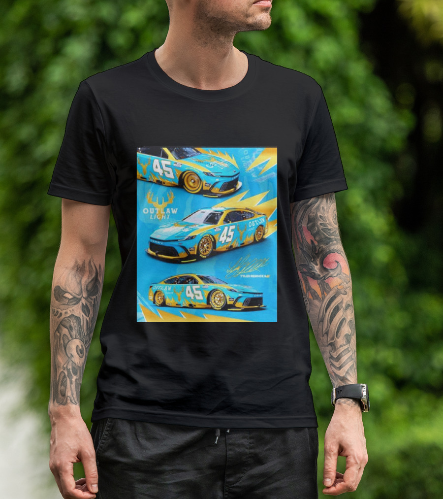 Tyler Reddick 45 Outlaw Light NASCAR Cup Series Toyota Camry Racing Car T-Shirt