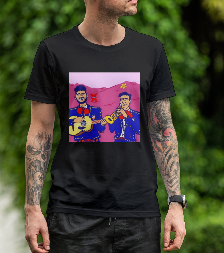 USA Mariachi Musicians Mexican Culture Guitar Trumpet Stars Mountains T-Shirt