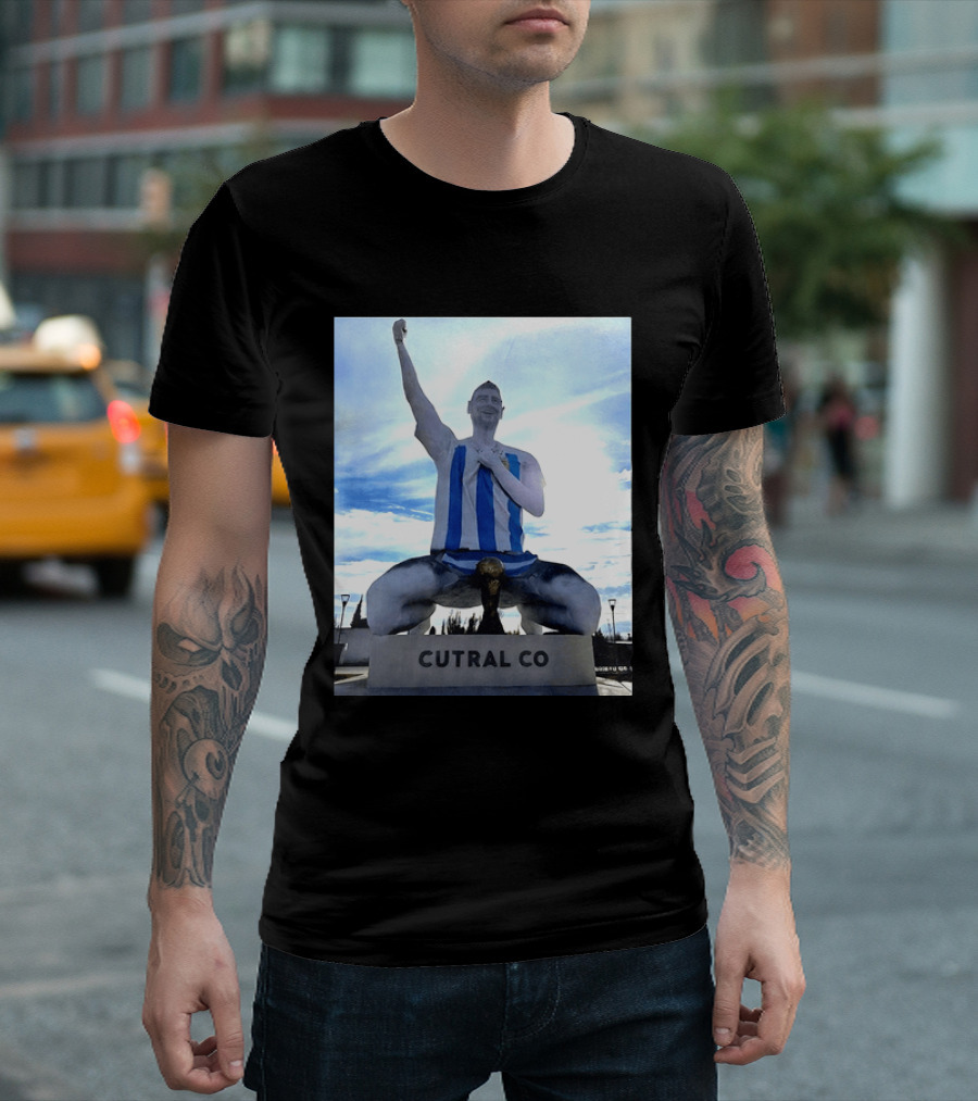 Messi Argentina Sculpture Cutral Co Legendary Statue Victory Celebration T-Shirt