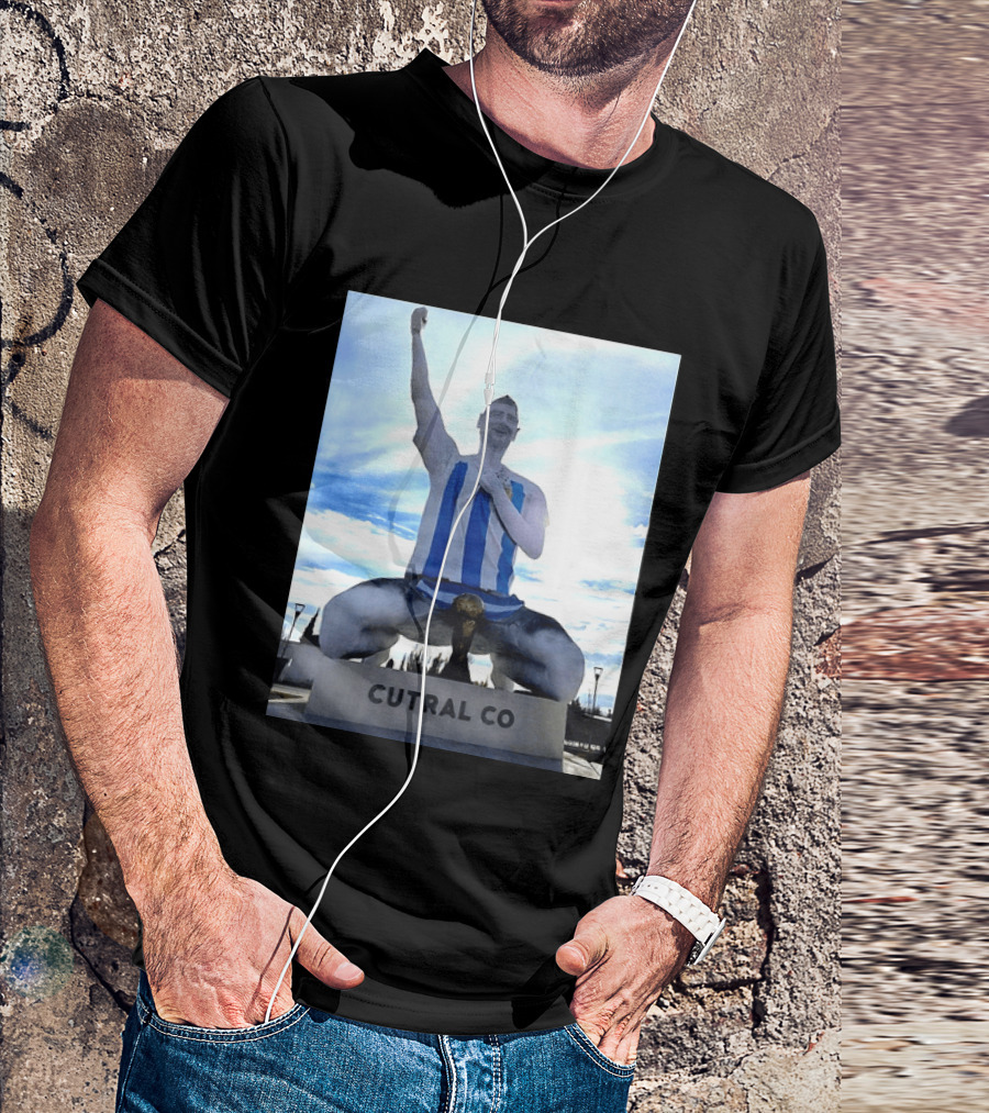 Messi Argentina Sculpture Cutral Co Legendary Statue Victory Celebration T-Shirt