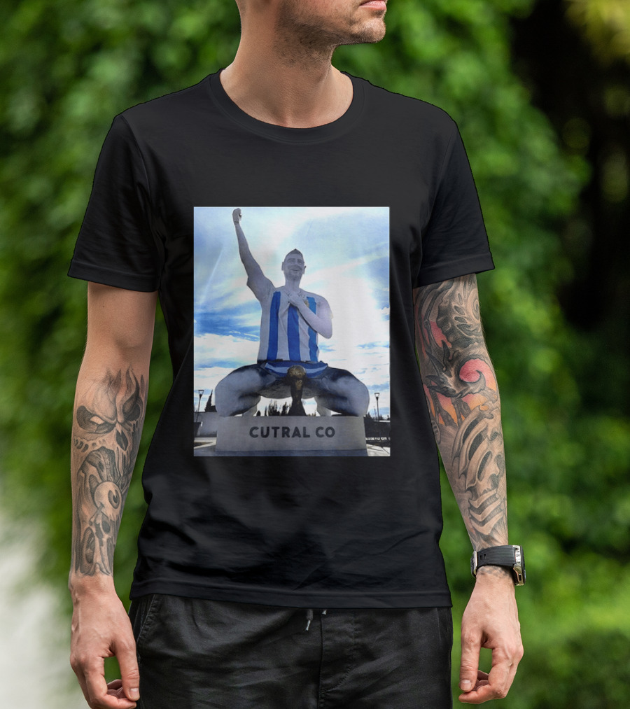 Messi Argentina Sculpture Cutral Co Legendary Statue Victory Celebration T-Shirt