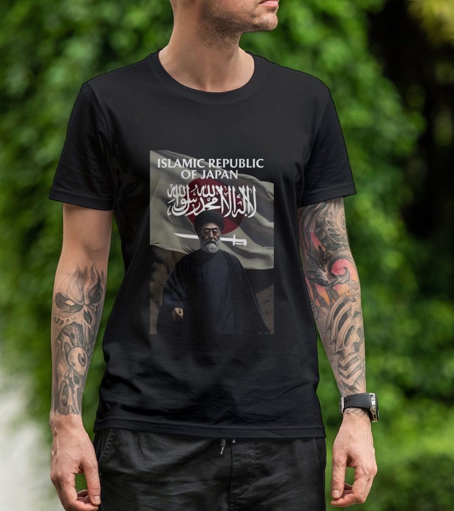 Islamic Republic Of Japan Flag And Traditional Attire With Arabic Script T-Shirt