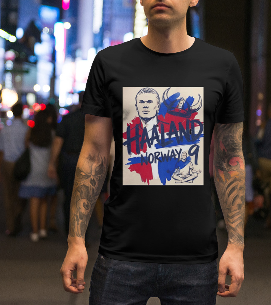Norway Haaland Number 9 Viking Helmet Football T-Shirt