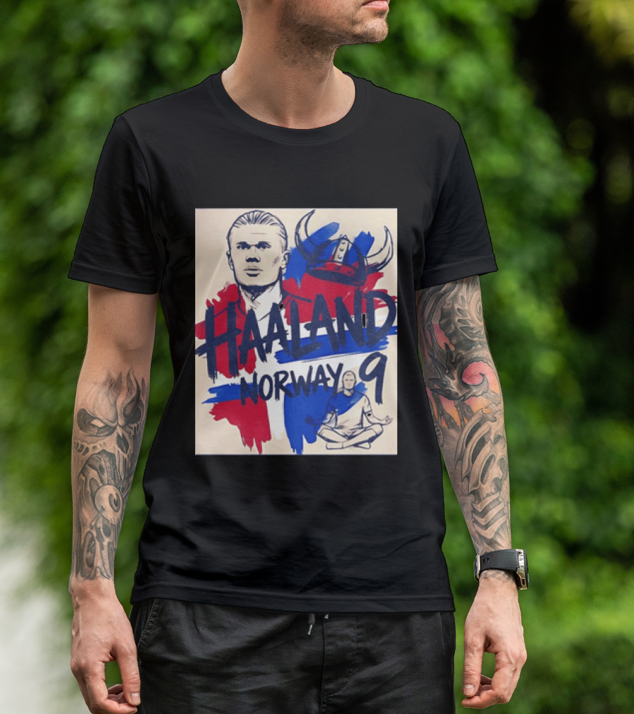 Norway Haaland Number 9 Viking Helmet Football T-Shirt