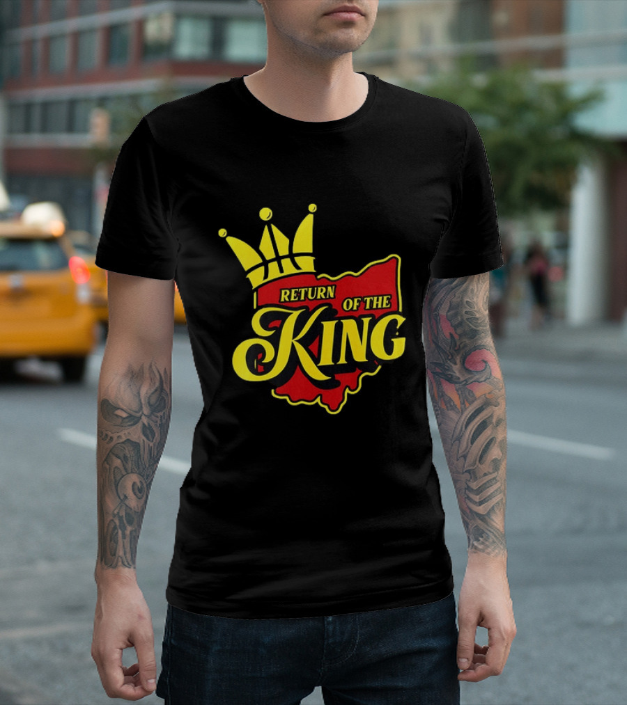 Return Of The King LeBron James Cleveland Cavaliers Basketball Crown Ohio Map T-Shirt