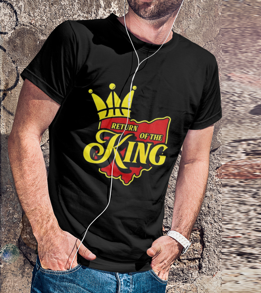 Return Of The King LeBron James Cleveland Cavaliers Basketball Crown Ohio Map T-Shirt