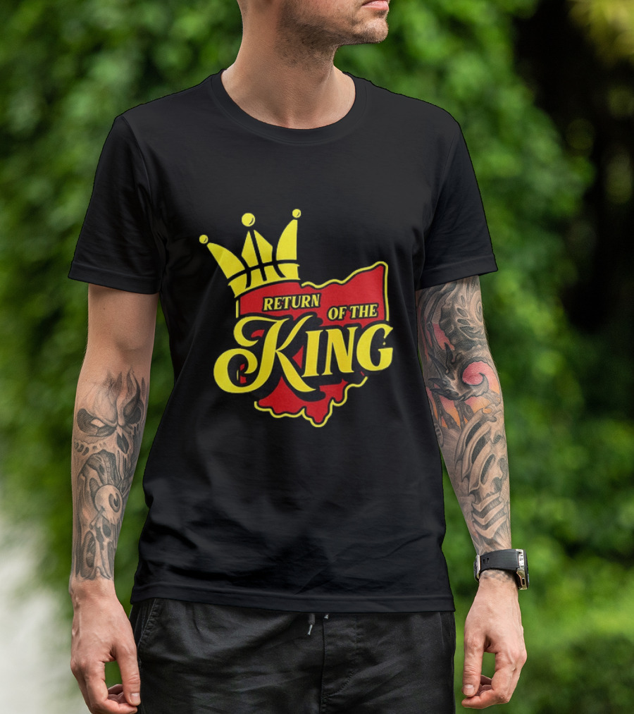Return Of The King LeBron James Cleveland Cavaliers Basketball Crown Ohio Map T-Shirt