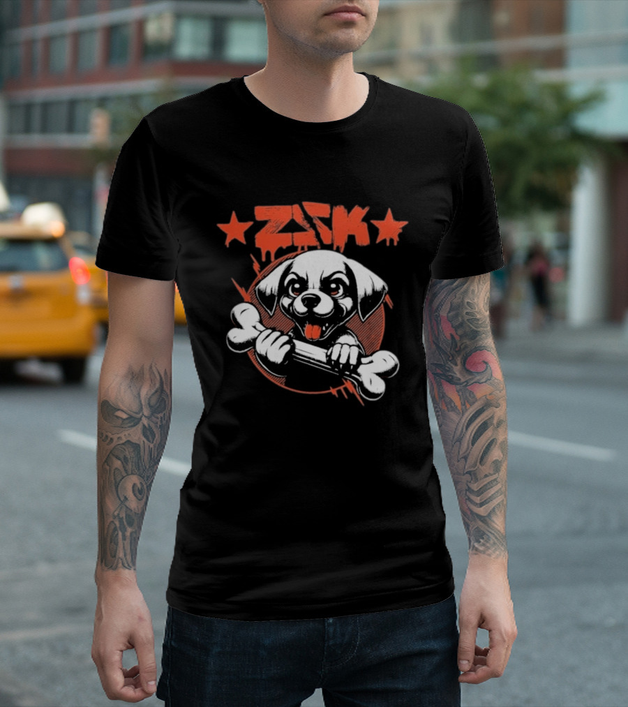 ZSK Welpe Dog Holding Bone With Stars T-Shirt