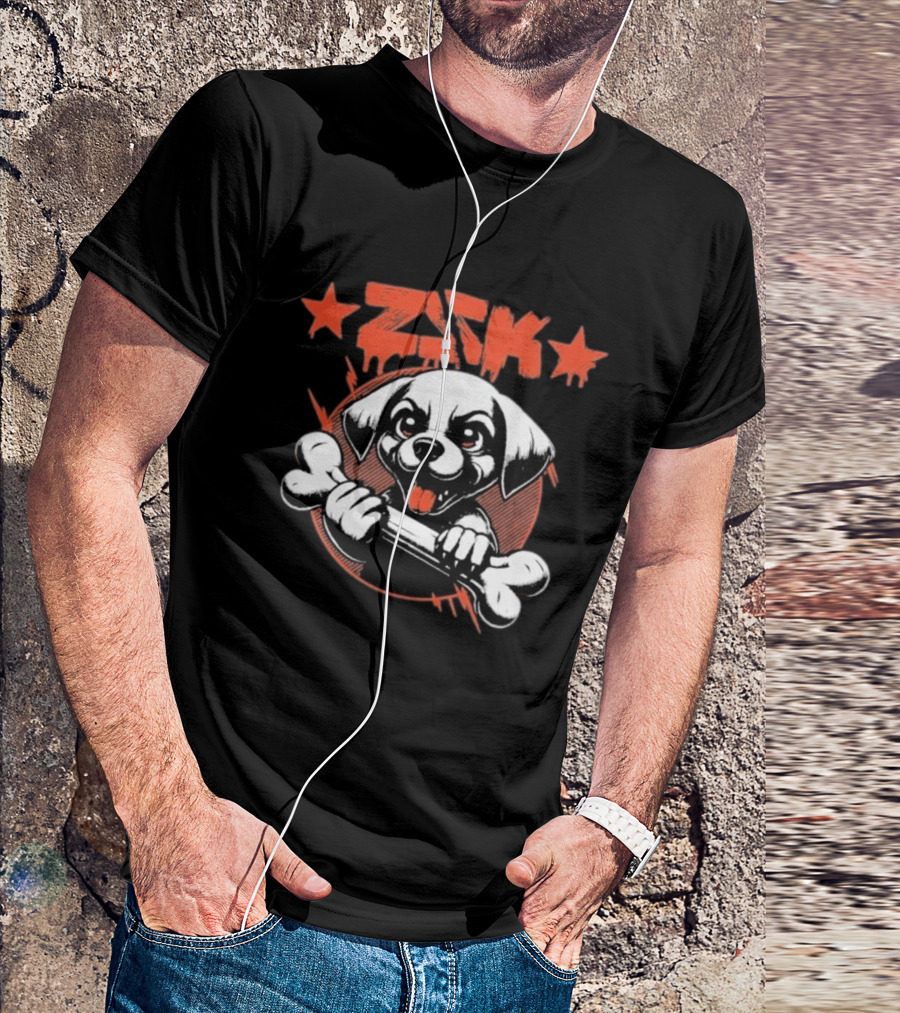 ZSK Welpe Dog Holding Bone With Stars T-Shirt