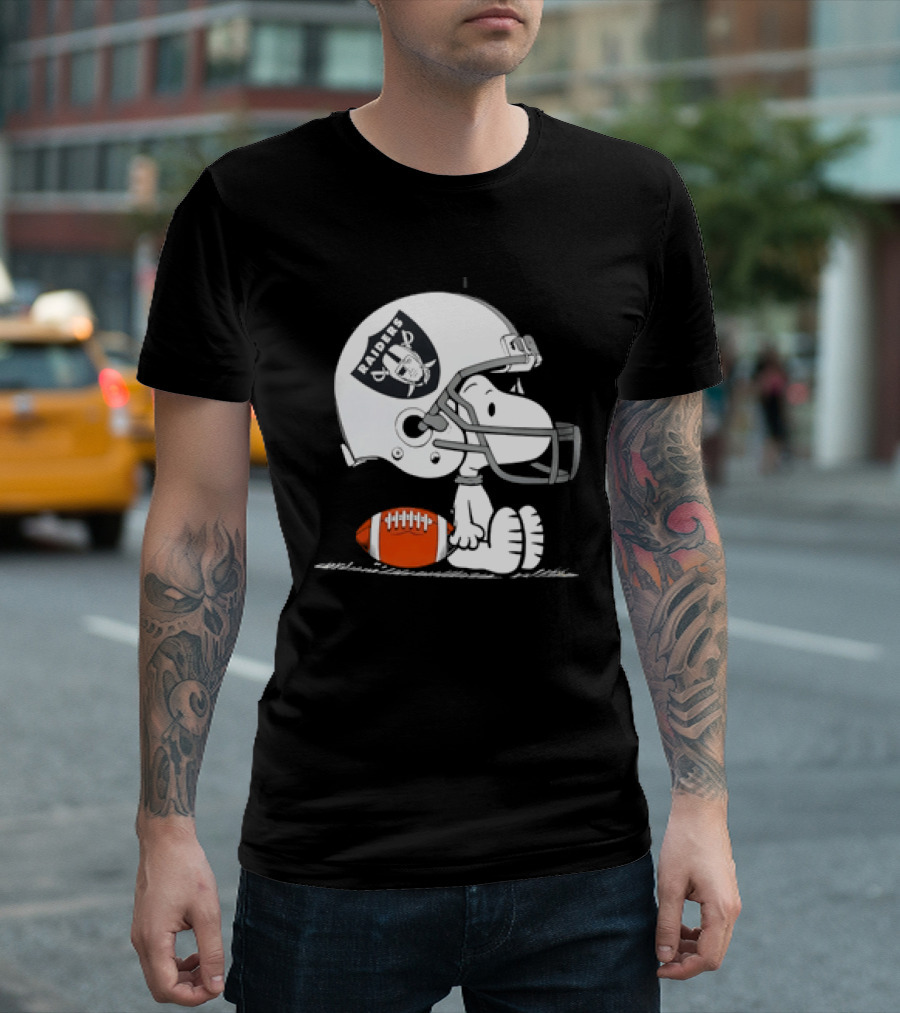 Snoopy Las Vegas Raiders Football Helmet Collaboration Peanuts NFL T-Shirt