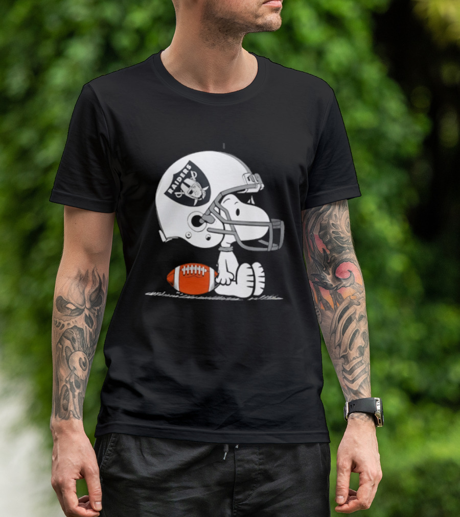 Snoopy Las Vegas Raiders Football Helmet Collaboration Peanuts NFL T-Shirt