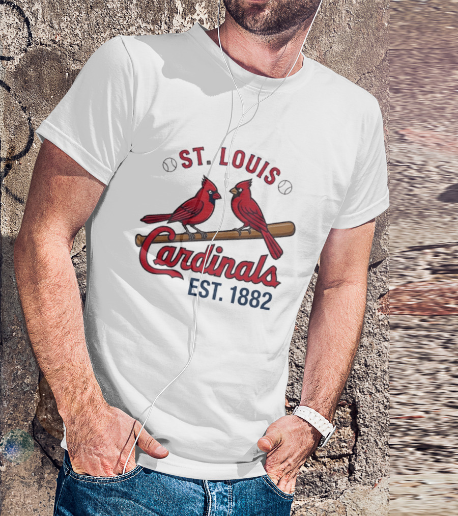 St Louis Cardinals Est 1882 Two Birds On Bat MLB Team T-Shirt